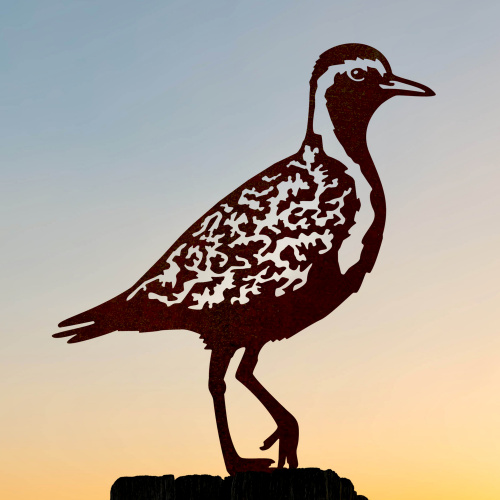 Metalbird vogel van cortenstaal - goudplevier