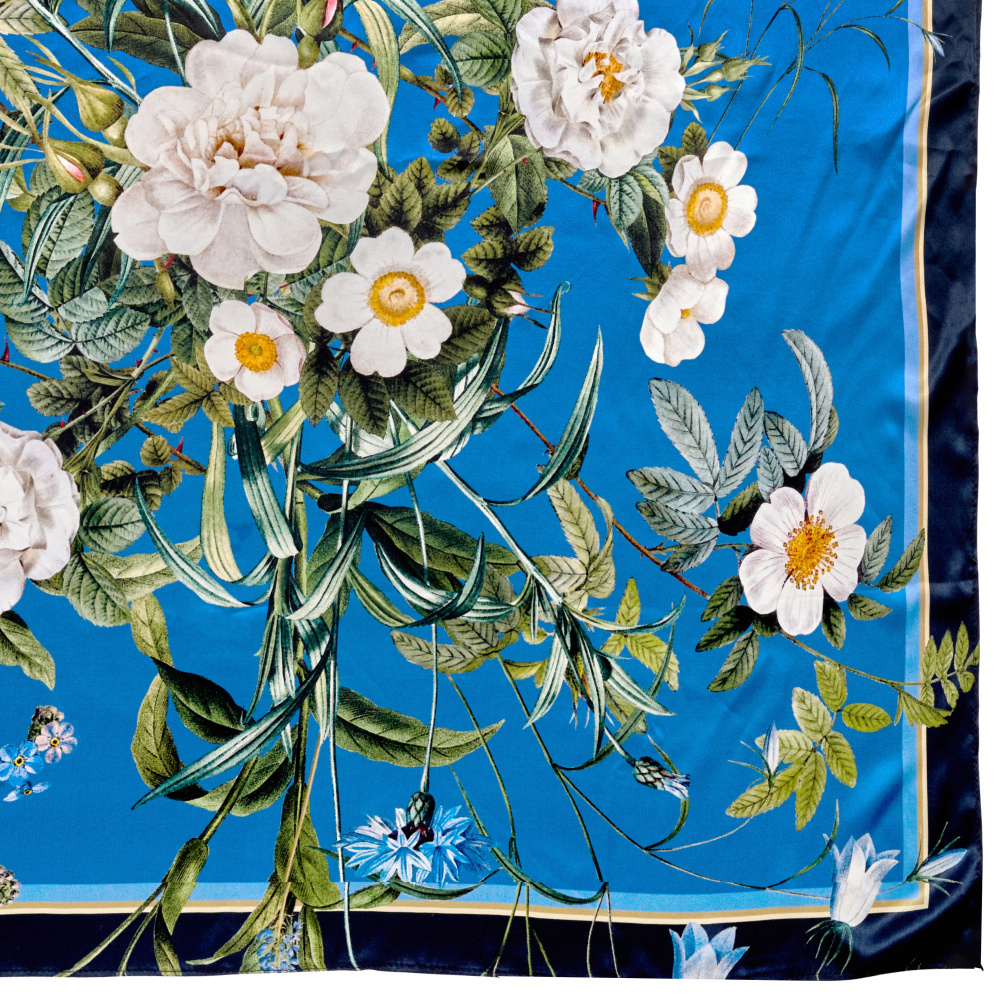 Jim Lyngvild Seidentuch, 100x100 - Blauer Blumengarten - Bild 2