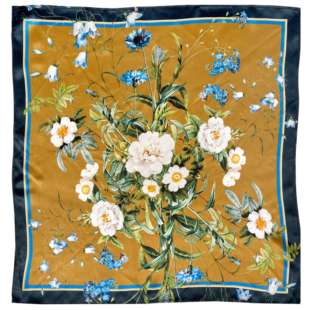 Jim Lyngvild Seidentuch, 100x100 - Blauer Blumengarten
