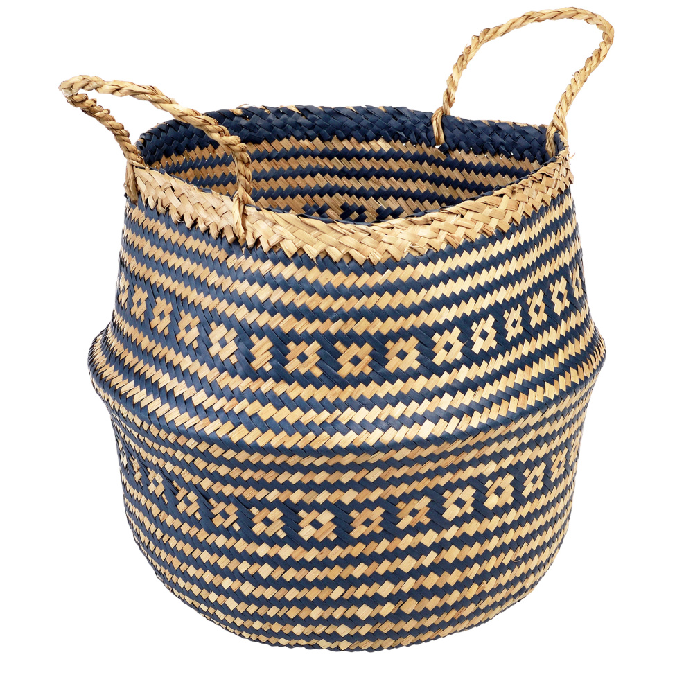Panier en jonc de mer Rex London - bleu foncé, petit