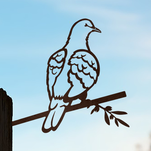 Metalbird fugl i cortenstål - turteldue