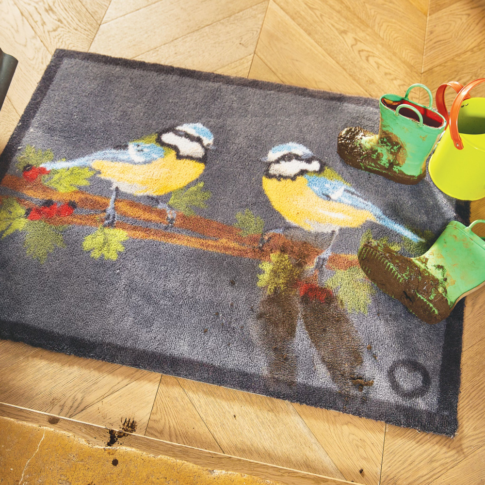 Hug Rug øko dørmåtte, 65x85 - Blåmejse - Billede 3