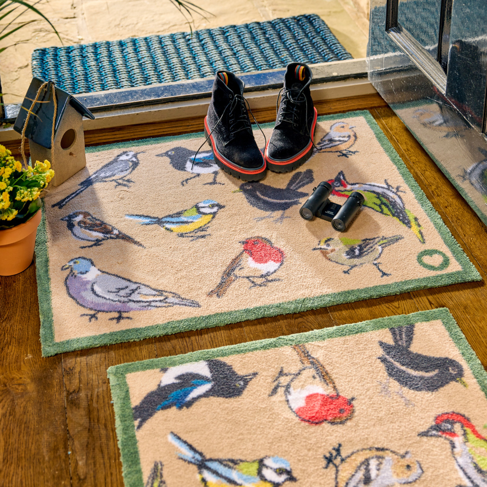 Hug Rug øko dørmåtte, 65x85 - Havens fugle - Billede 2