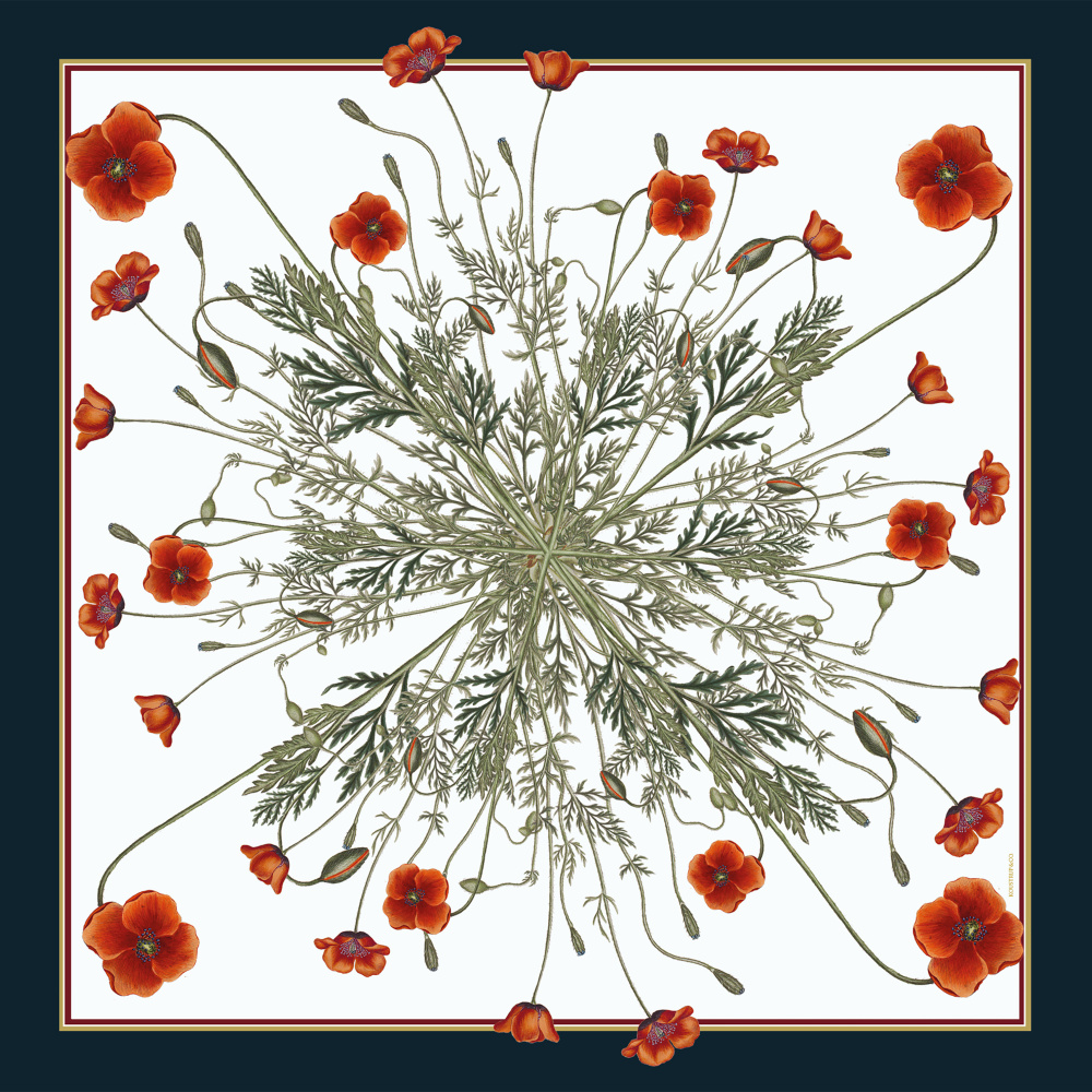 Koustrup & Co. Seidentuch, 90x90 - Mohnblume - Bild 2