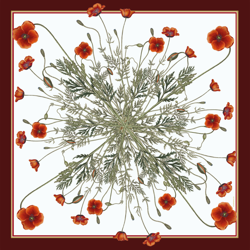 Koustrup & Co. sidenscarf, 50x50 - Vallmo - Bild 2