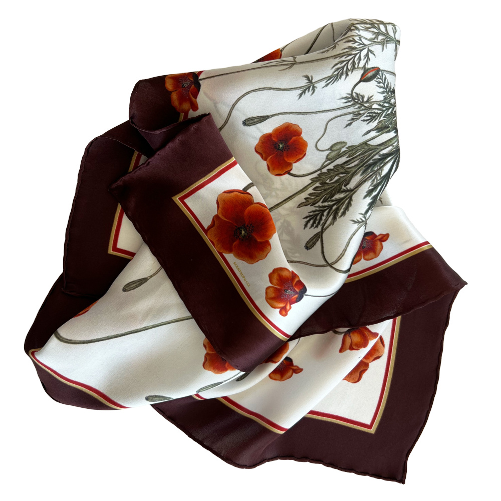 Koustrup & Co. sidenscarf, 50x50 - Vallmo - Bild 5