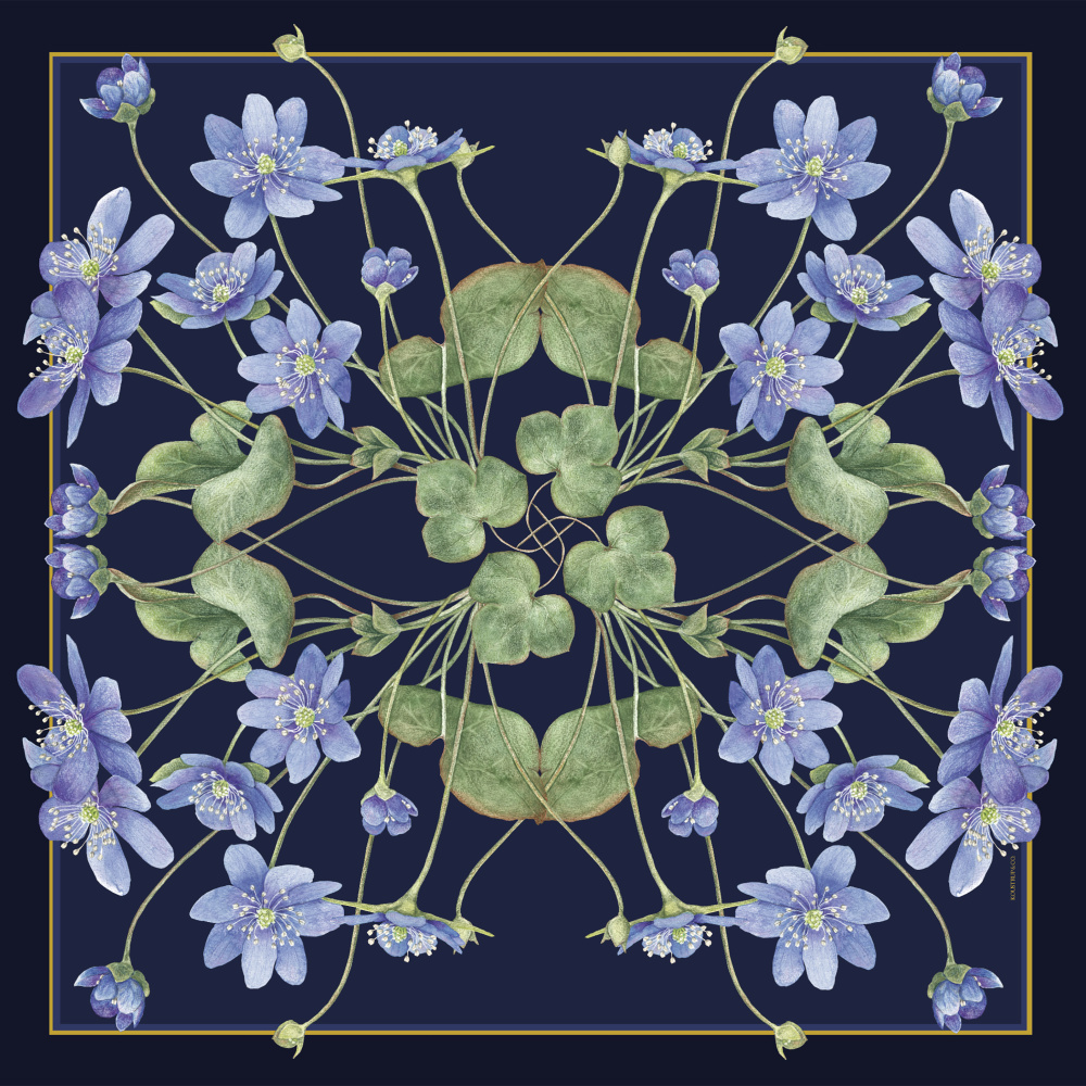 Koustrup & Co. sidenscarf, 50x50 - Blå anemon - Bild 2