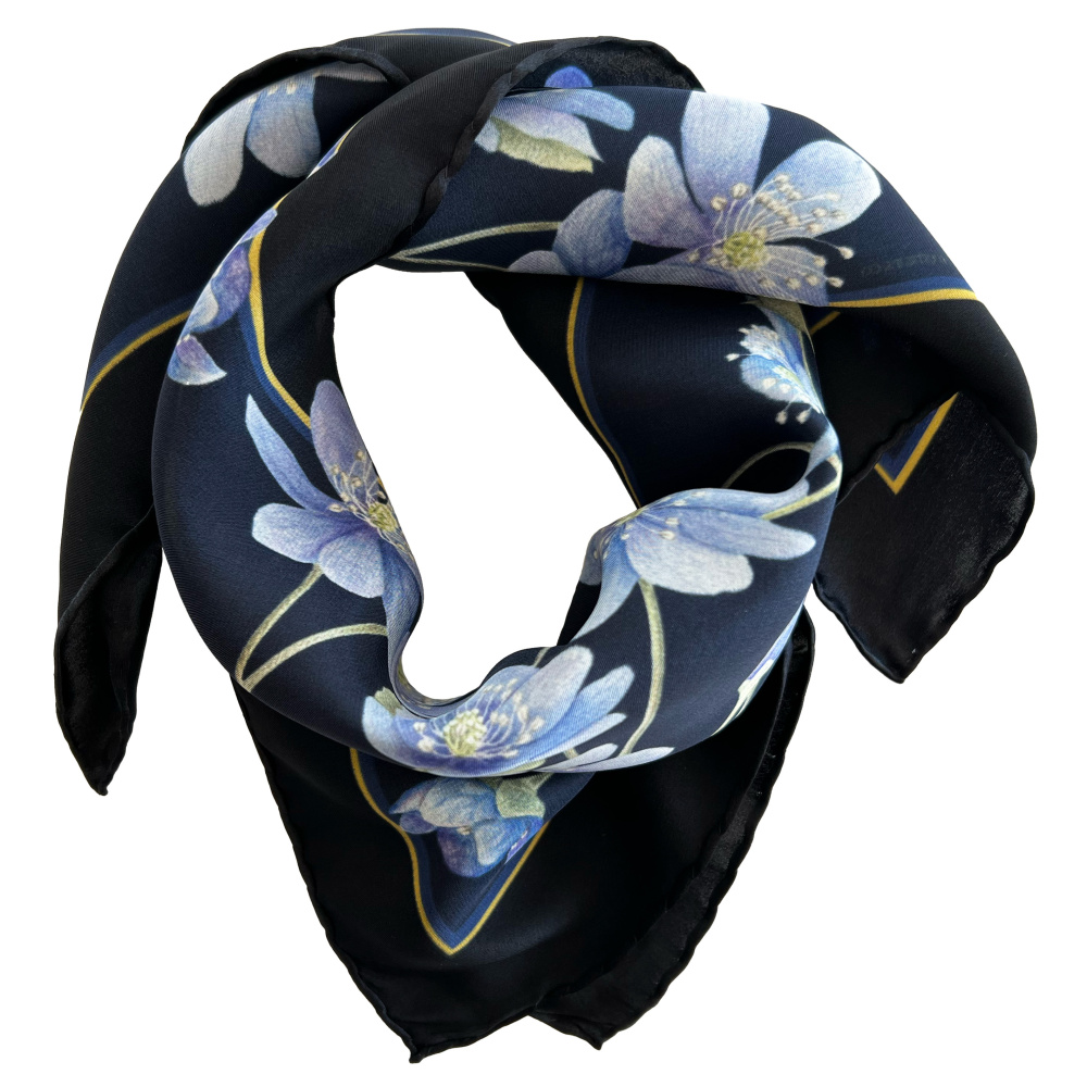 Koustrup & Co. sidenscarf, 50x50 - Blå anemon
