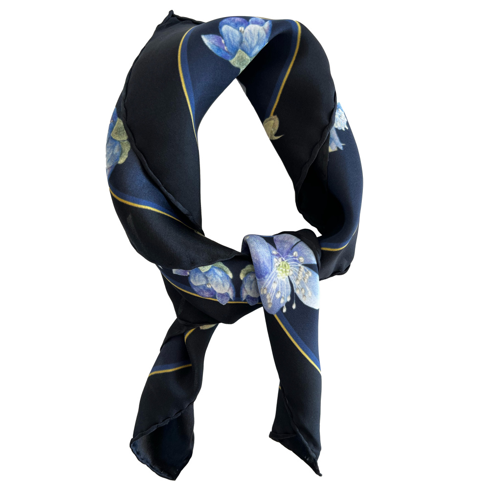 Koustrup & Co. sidenscarf, 50x50 - Blå anemon - Bild 4