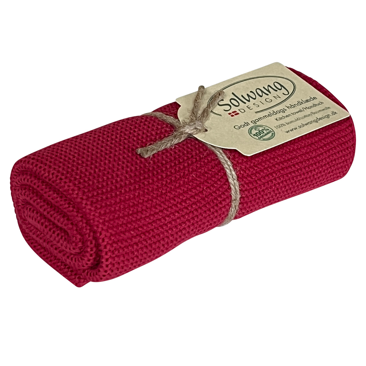 Solwang strikket håndklæde – Dyb rød