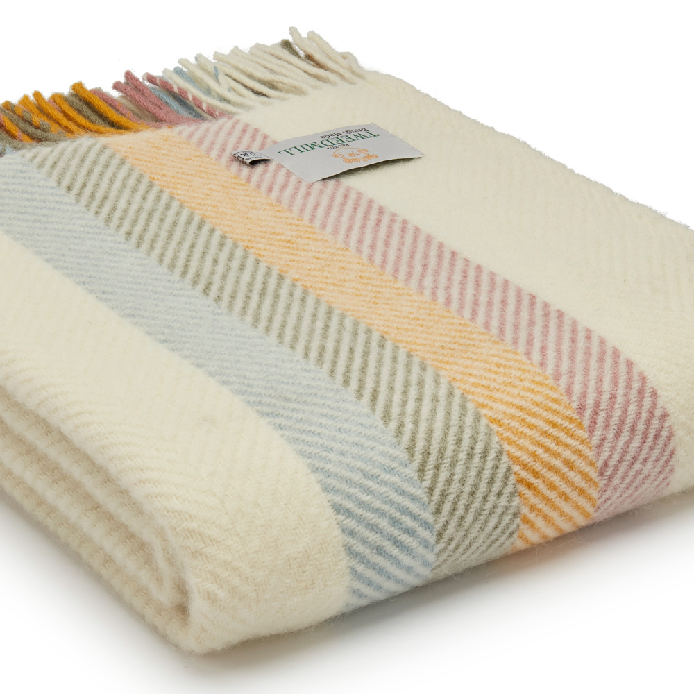 Plaid en laine Tweedmill - Rayures primevère - Image 2