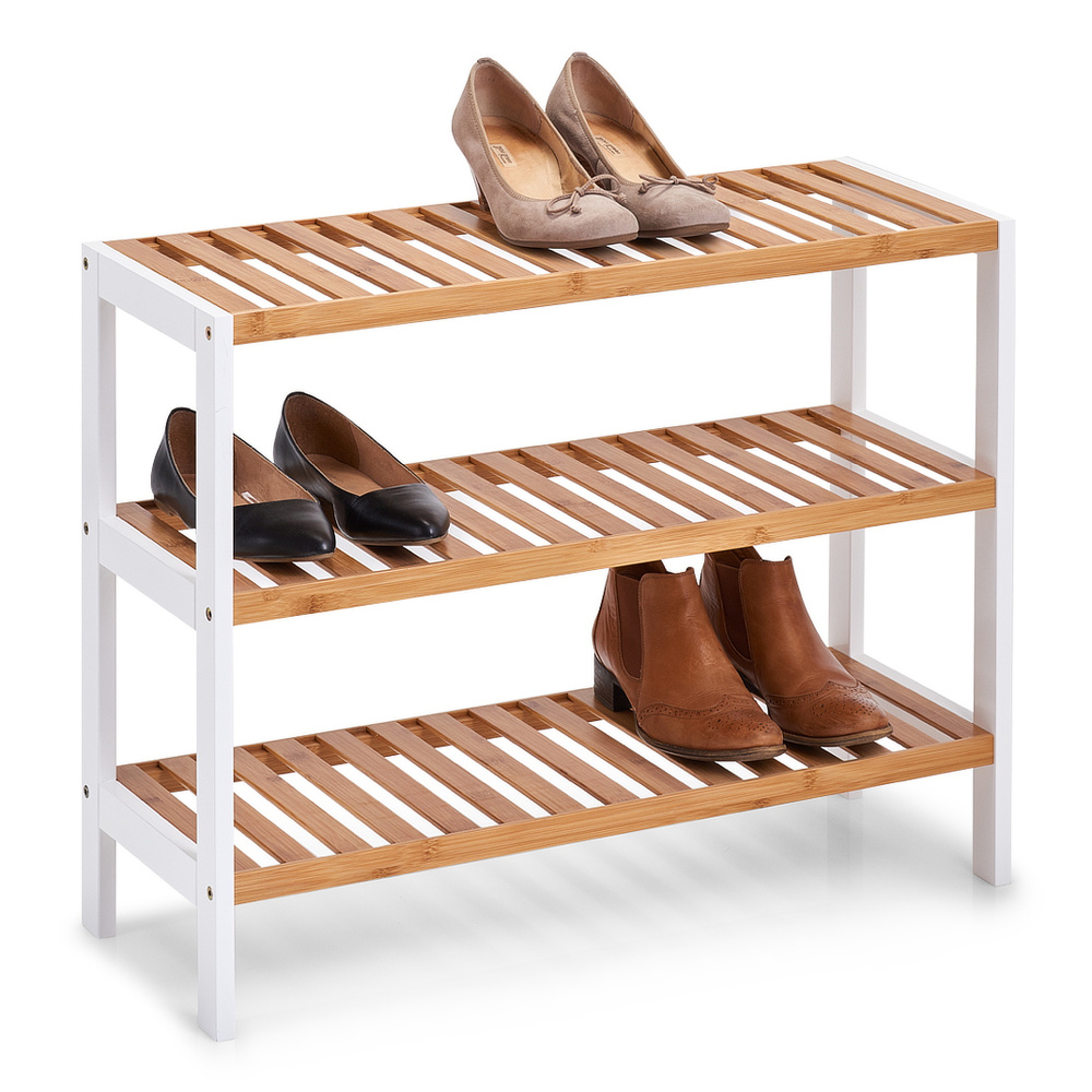 Zeller schoenenrek van bamboe en MDF - 3 planken - Afbeelding 2