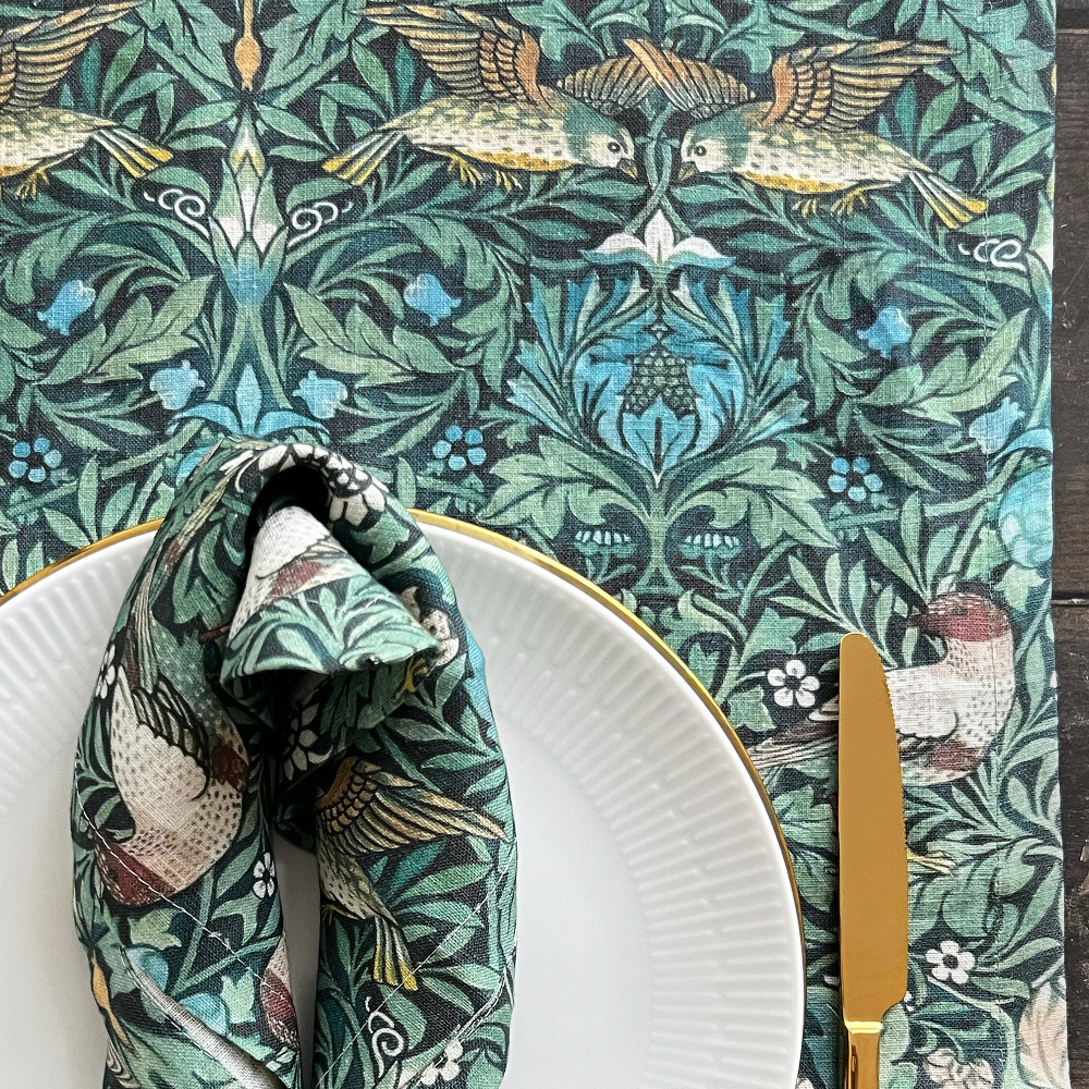 William Morris stoffen servet - Bird - Afbeelding 2