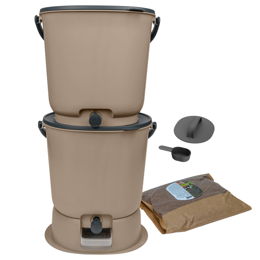 Bokashi Essential kompostbeholder sæt - Cappuccino - Billede 2
