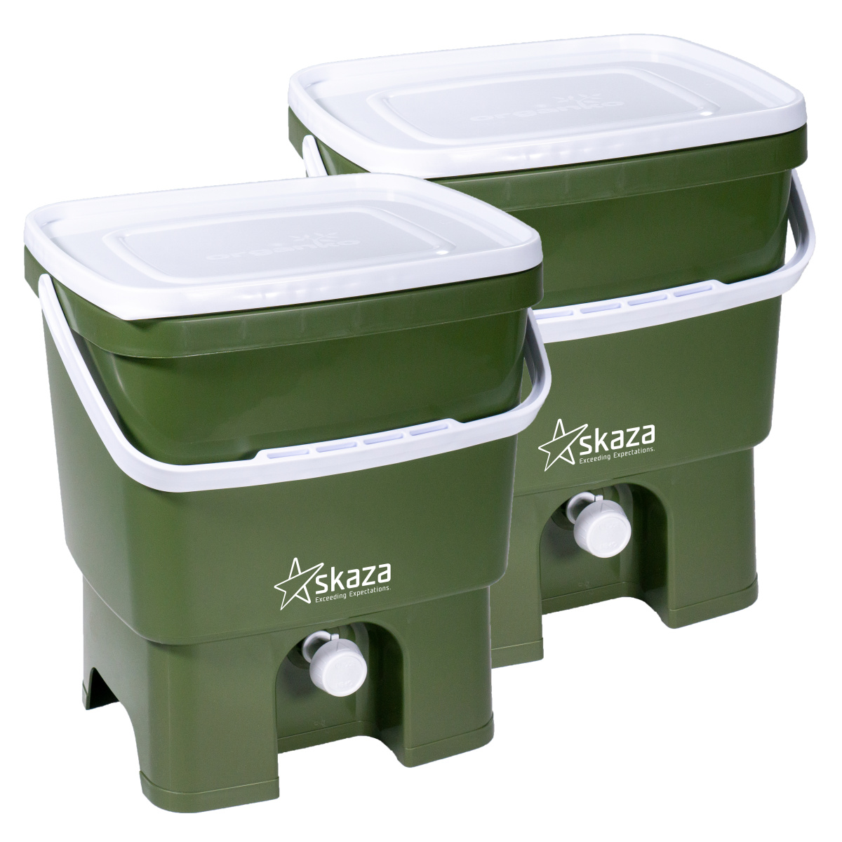 Bokashi Organko 1 Kompostbehälter-Set - Oliv/Weiß