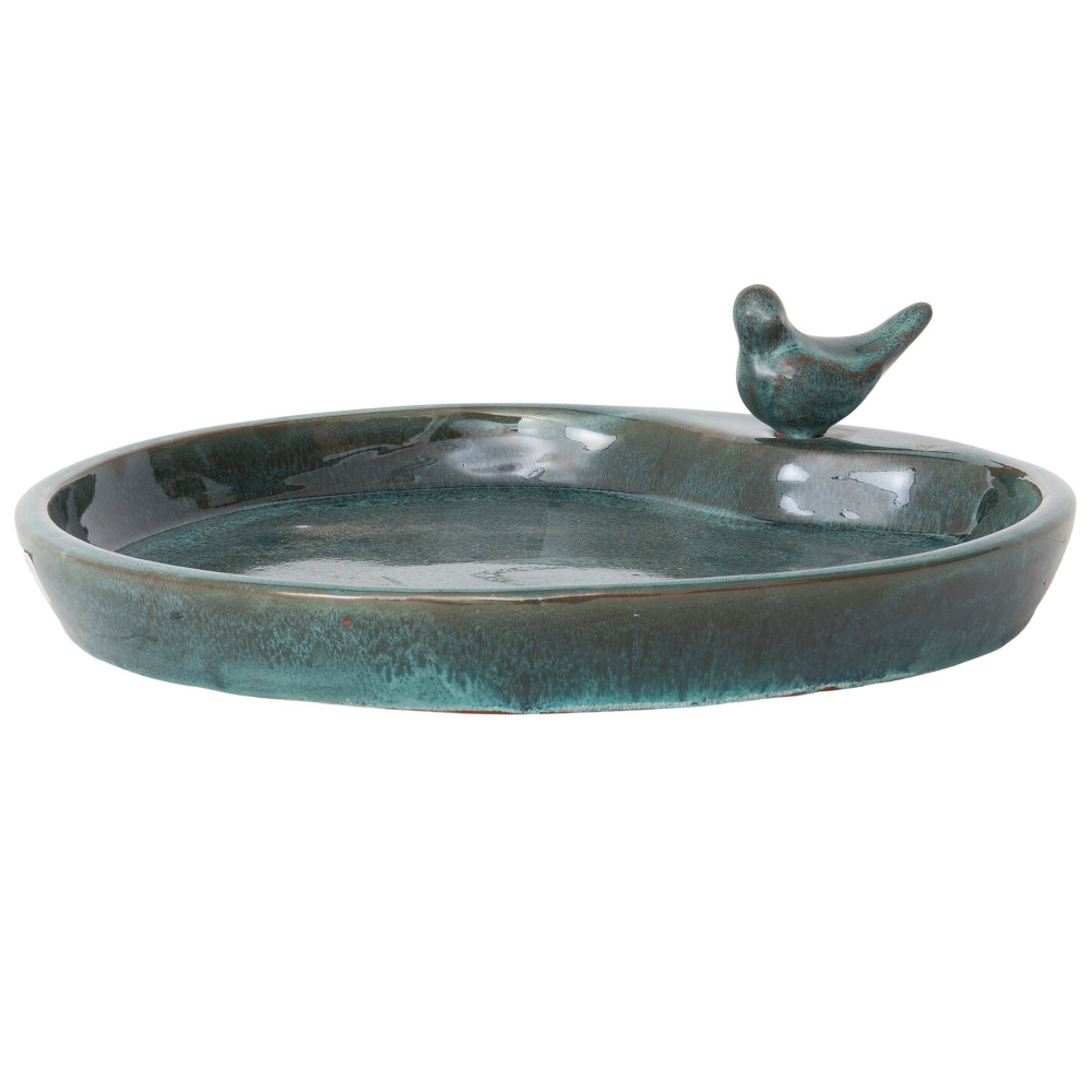 Bain d’oiseaux Lauvring en céramique - Vert, rond - Image 2