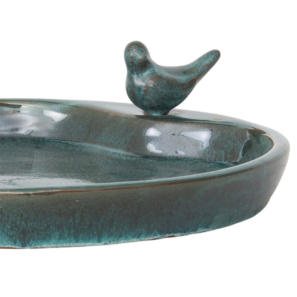 Bain d’oiseaux Lauvring en céramique - Vert, rond - Image 4