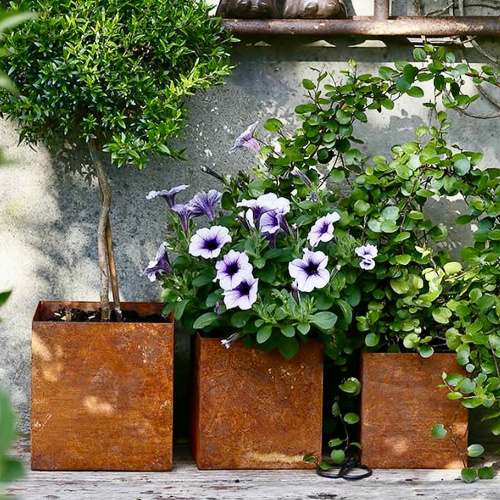 Pots en métal ELDgarden, lot de 3 - Carrés