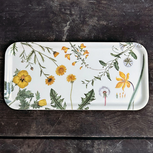 Flora Danica dienblad, 32x15 - Gele bloemen