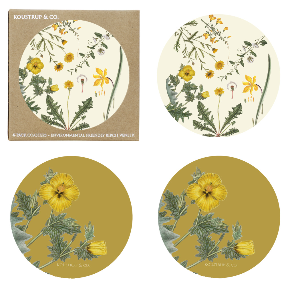 Flora Danica coasters - Yellow flowers