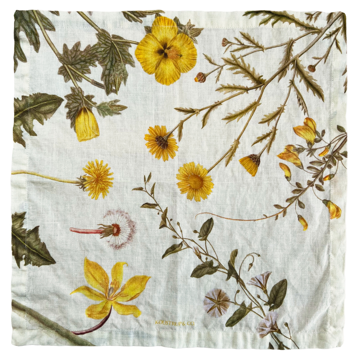 Flora Danica Stoffserviette - Gelbe Blumen