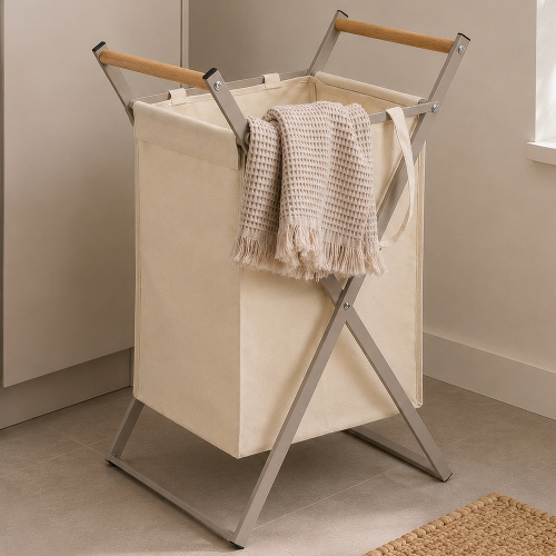 Zeller metalen wasmand - Grijsbeige