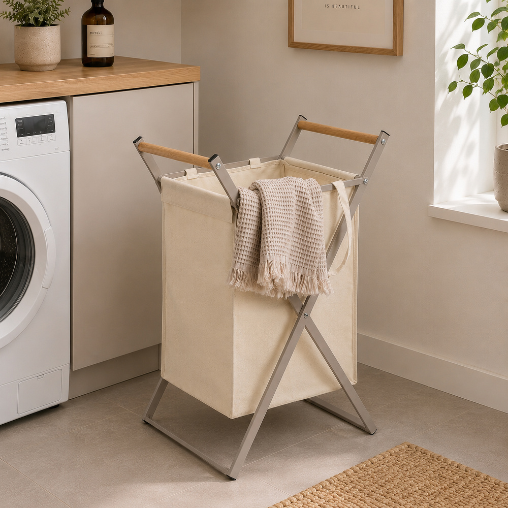 Panier à linge Zeller en métal - Gris beige - Image 2