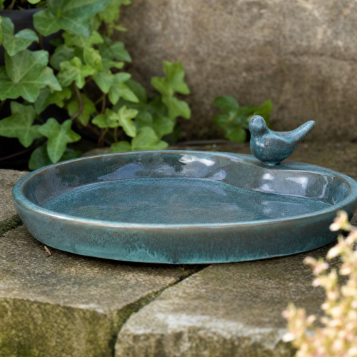Bain d’oiseaux Lauvring en céramique - Vert, rond