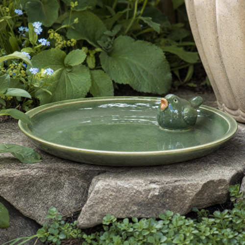 Gus Design vogelbad met vogel - Groen