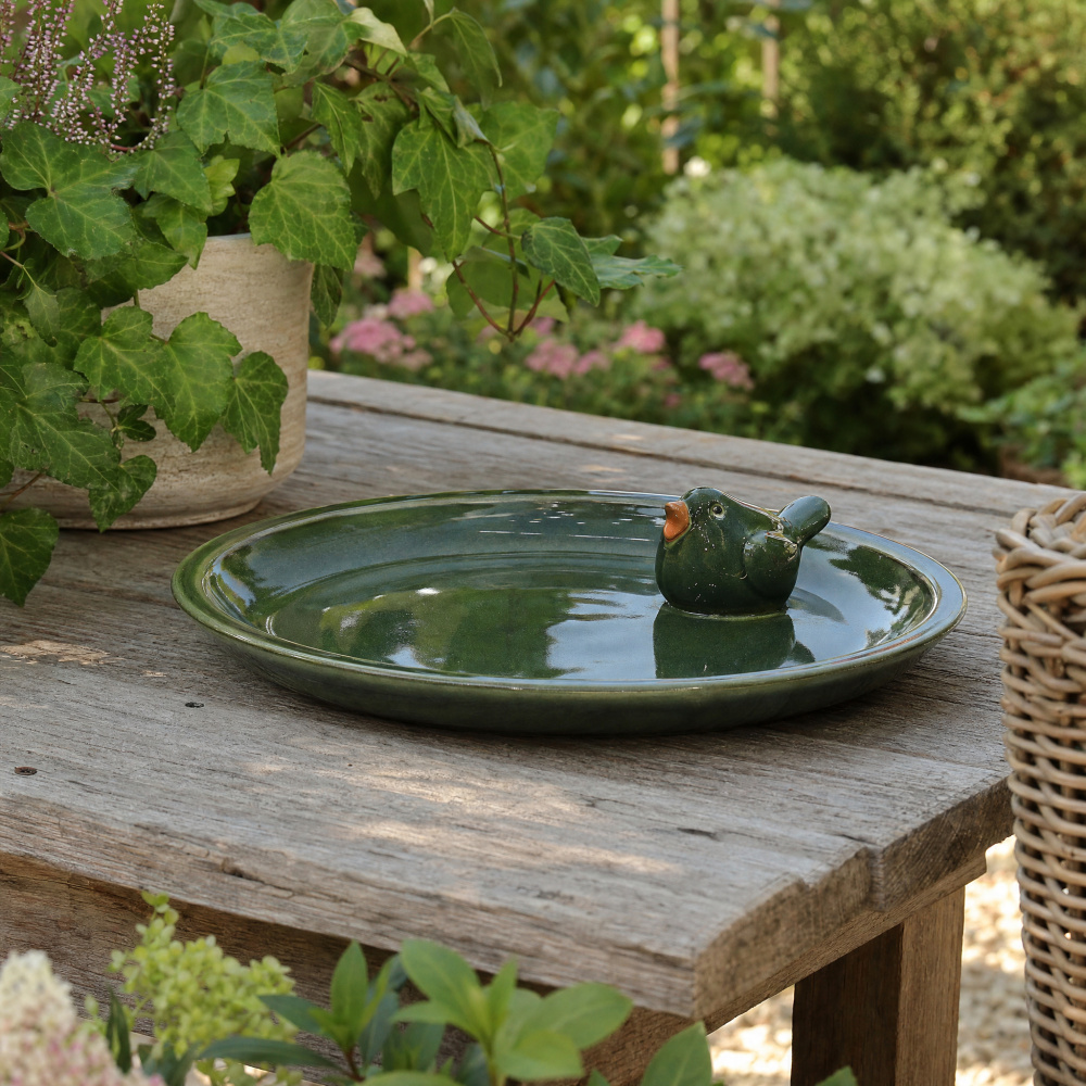 Gus Design vogelbad met vogel - Groen - Afbeelding 2