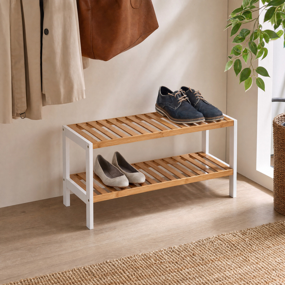 Zeller schoenenrek van bamboe en MDF - 2 planken - Afbeelding 4