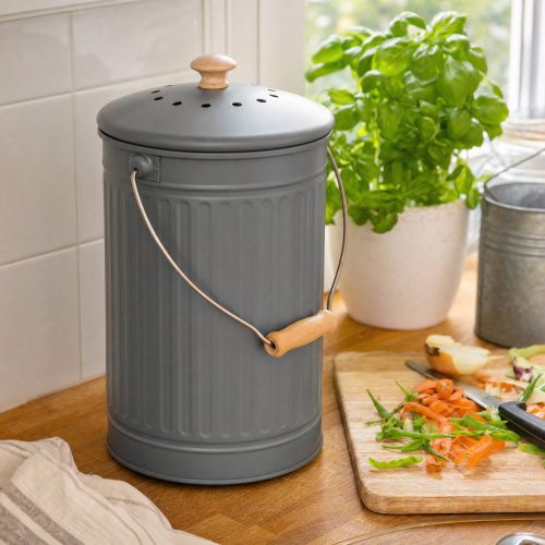 Eddingtons Komposteimer mit Kohlefilter – 7 l, grau