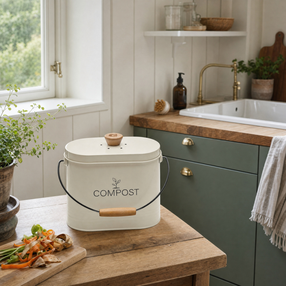 Guillouard  seau à compost avec filtre à charbon - 3 L, beige - Image 3