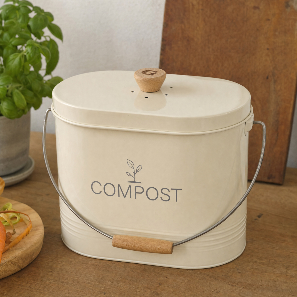 Guillouard Komposteimer mit Kohlefilter - 7 L, beige