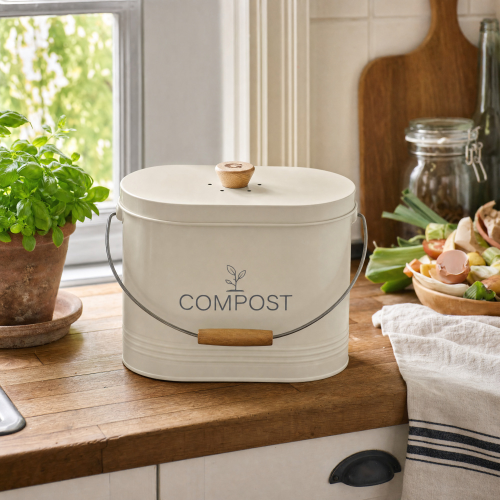 Guillouard  seau à compost avec filtre à charbon - 7 L, beige - Image 2