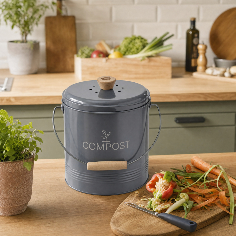 Guillouard compost bin with charcoal filter - 4.5 L, grey - Image 4