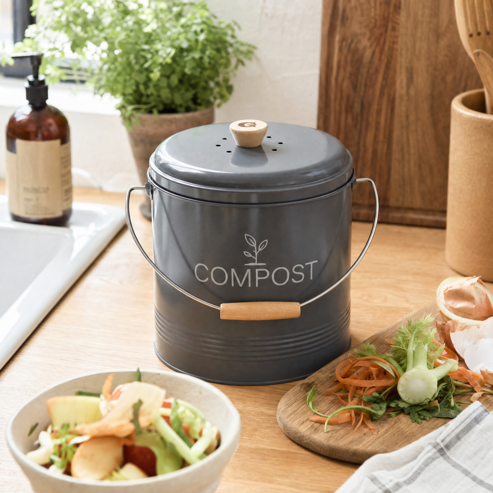 Guillouard compost bin with carbon filter - 8 L, grey - Image 4
