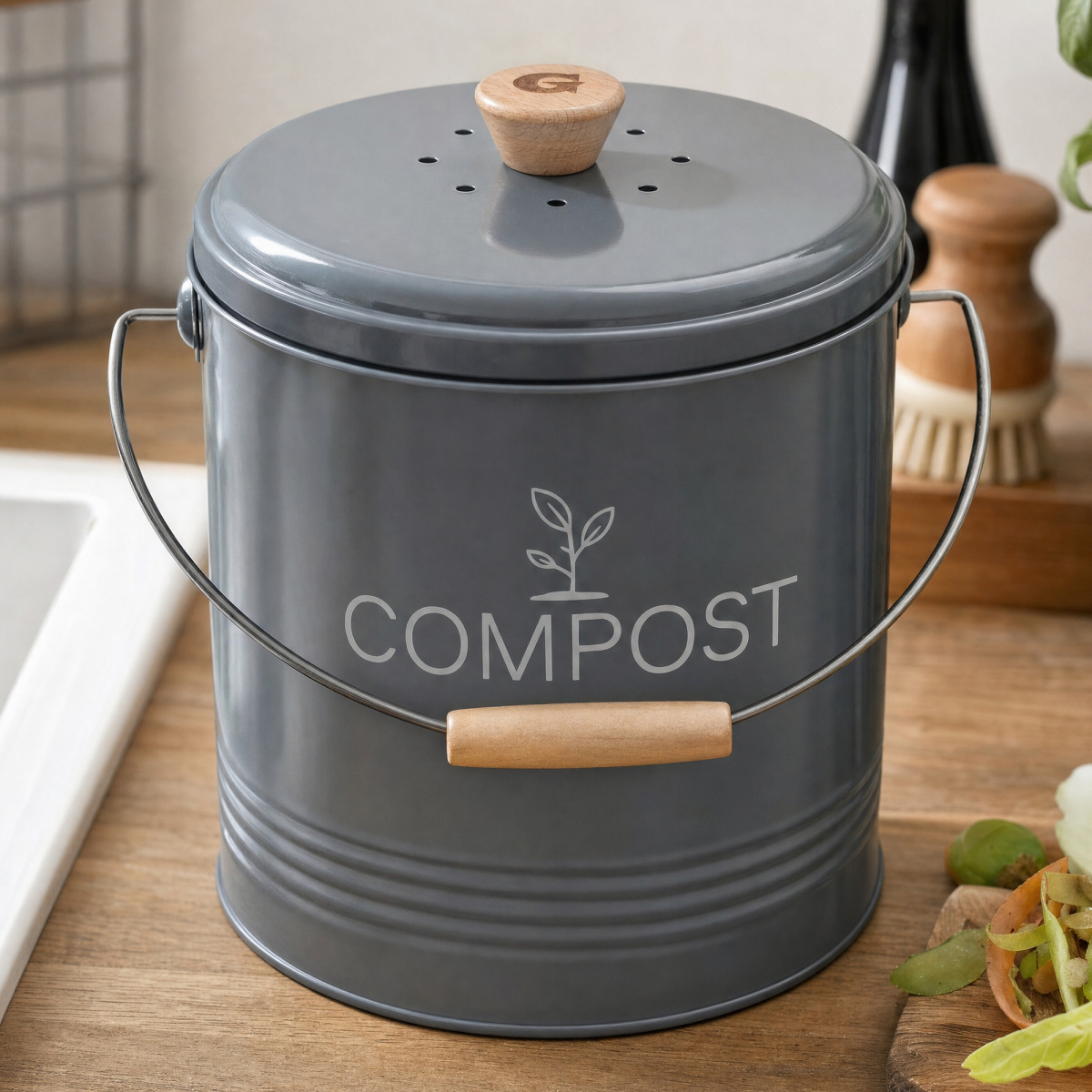 Guillouard compostemmer met koolstoffilter - 8 L, grijs