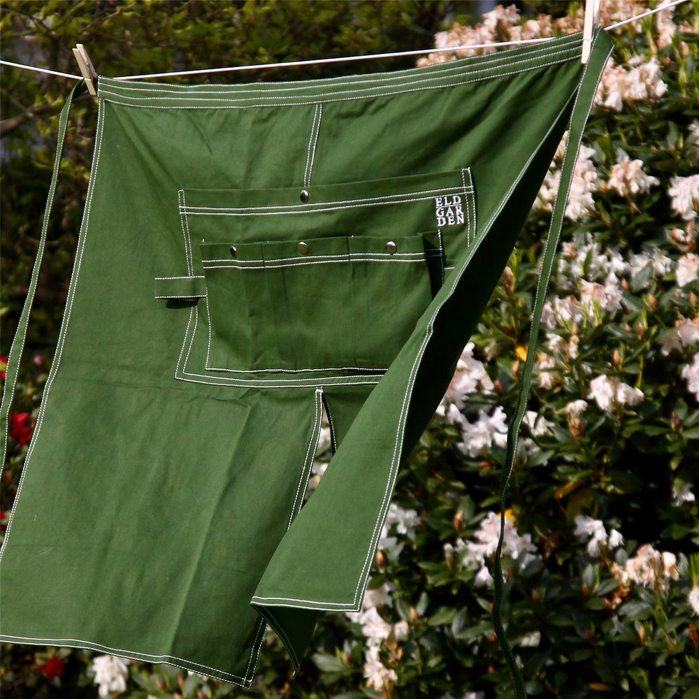 Tablier de jardinage ELDgarden, mi-long - Denim vert - Image 3