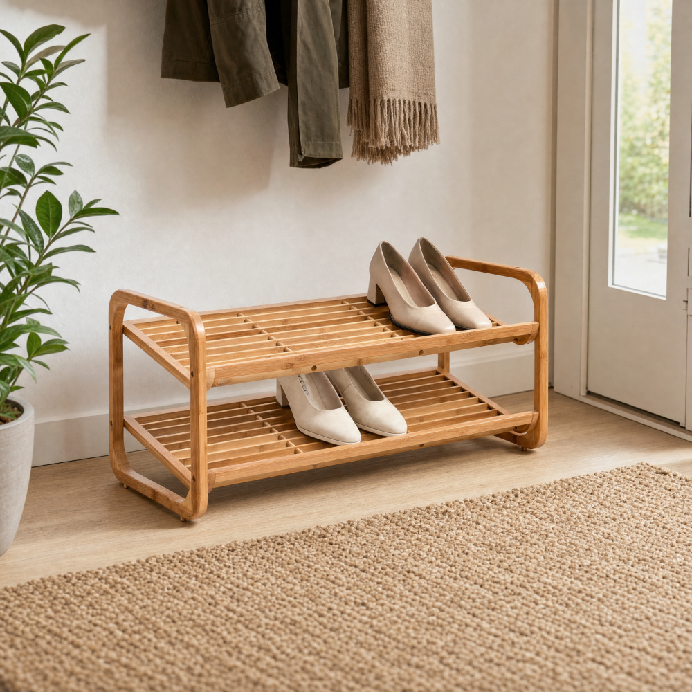 Zeller schoenenrek van bamboe - 2 planken - Afbeelding 3