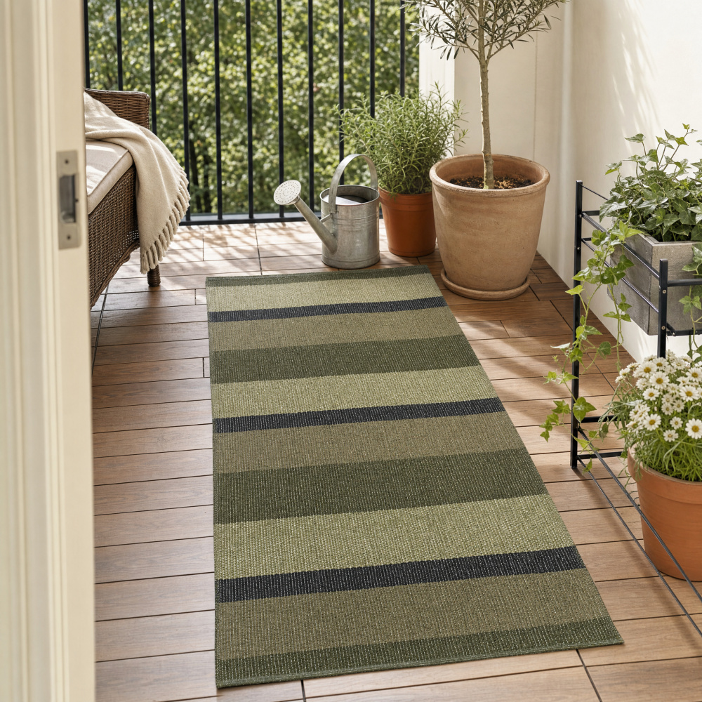 Horredsmattan Outdoor-Teppich - Block Oliv, 70x150 - Bild 3