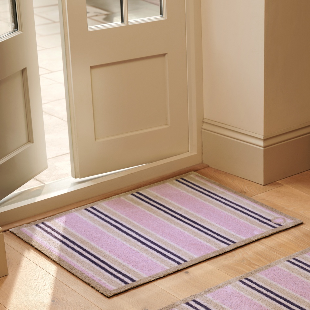 Hug Rug øko dørmåtte, 65x85 - Rosa striber - Billede 2