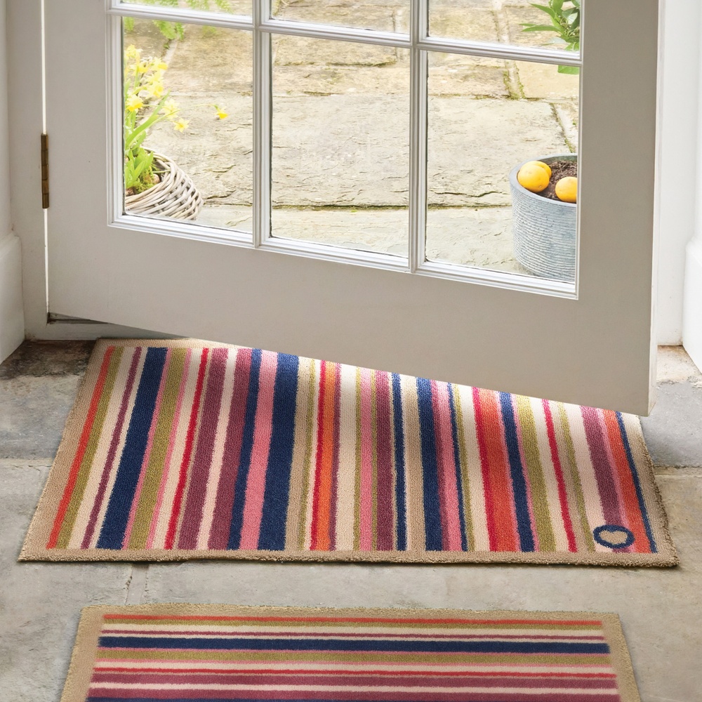 Hug Rug øko dørmåtte, 65x85 - Solnedgang striber - Billede 2