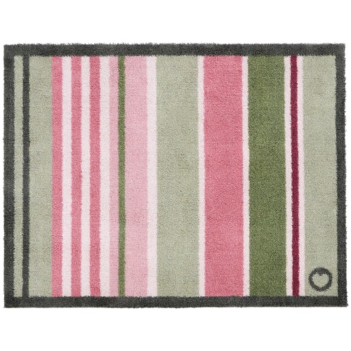 Hug Rug øko dørmåtte, 65x85 - Rosa/grønne striber