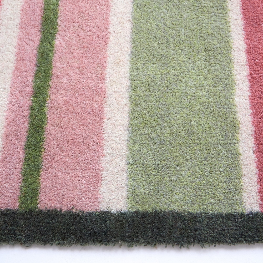 Hug Rug øko dørmåtte, 65x85 - Rosa/grønne striber - Billede 3