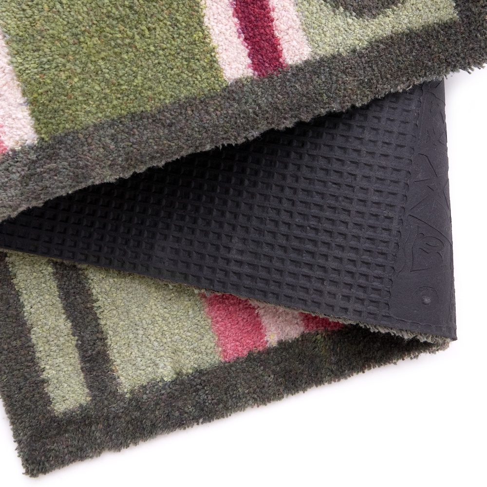 Hug Rug øko dørmåtte, 65x85 - Rosa/grønne striber - Billede 4