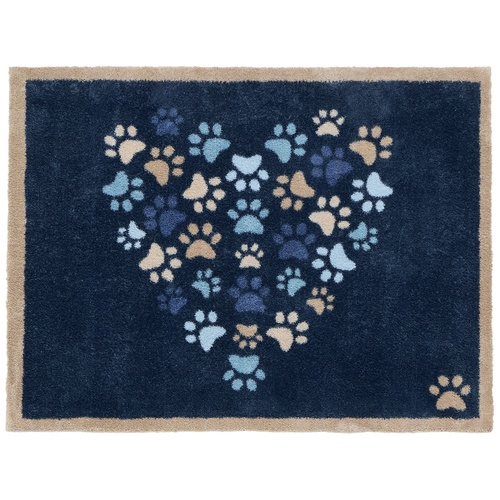 Hug Rug øko dørmåtte, 65x85 - Kærlige poter, blå