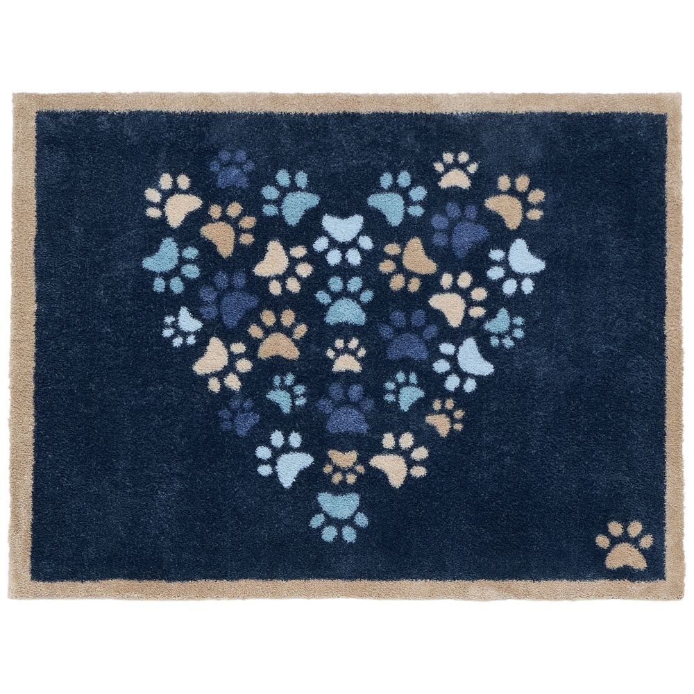 Hug Rug eco-deurmat, 65x85 - Lieve pootjes, blauw