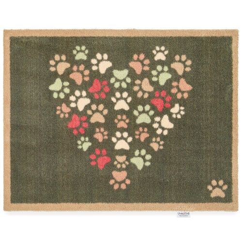 Hug Rug øko dørmåtte, 65x85 - Kærlige poter, grøn