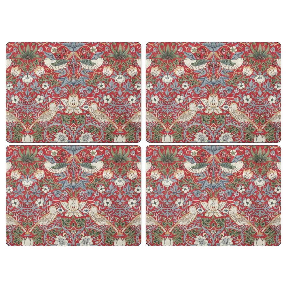 William Morris Tischsets, 4 Stk. – Erdbeerdieb, rot - Bild 2